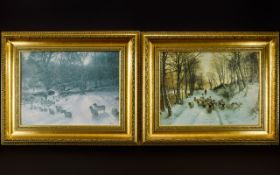 A Pair Of Decorative Landscape Prints Tw