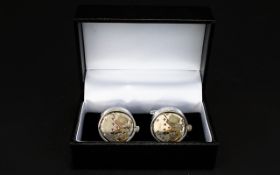 A Pair of Novelty White Metal Cufflinks