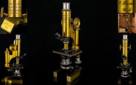 C. Reichert - Polished Brass VIII Bennogasse Monocular Microscope. c.