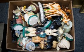 A Large Collection Of Animal Figurines And Ceramic Items Mixed lot containing over 20 items to