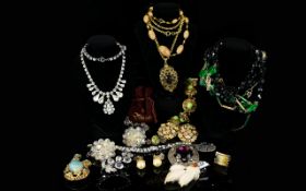 A Varied Collection Of Vintage Costume Jewellery Approx 20 items in total to include double strand