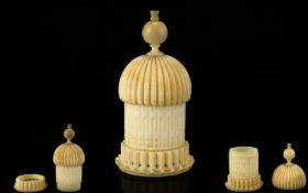 A Mid Victorian Nice Quality Carved Ivory Needlework Accessory ( Needle and Pin Holder ) In the form