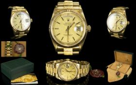 Rolex Gentleman's 18 ct Yellow Gold Oyster Perpetual Day Date Chronometer Wrist Watch Model number