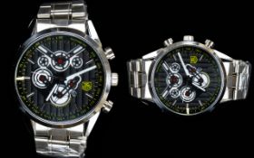 Tag Heuer - Mans Replica Stainless Steel Quartz Silver Chain Chronograph Wrist Watch with Black