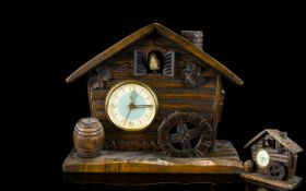 A Vintage Carved Wood Mantle Clock Circa 1960's,
