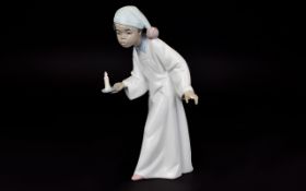 Lladro Figure of a Young Girl with Nightdress holding a candle. Design no 6464. Full marks to
