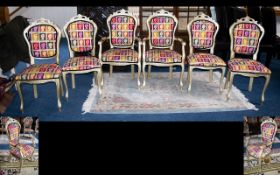 A Set of Six French Style Painted Dining Chairs To include x2 carvers and x4 dining chairs.