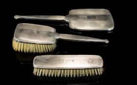 Ladies Art Deco Style 3 Piece Silver Vanity Set of Good Design and Quality.
