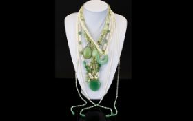 A Good Collection Of Jadeite Necklaces Four in total, each in very good, unworn condition.