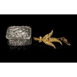 Ladies 9ct Gold Brooch In The Form of a Leaf and Box,