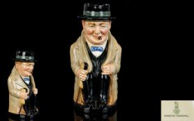 Royal Doulton Hand Painted Porcelain Jug 'Winston Churchill' Large D6171 Model 8360.