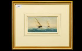 Richmond Markes ( Fl 1890 - 1920 ) Fishing Boats Watercolour. 3.7/8 x 7.5/8 Inches. Initialled.