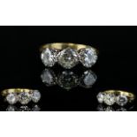 Art Deco Period 18ct Gold and Platinum 3 Stone Diamond Set Dress Ring of Wonderful Quality.