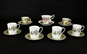 Midwinter 'Brama' Set of Two Cups and Saucers, Chintz pattern.