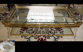 Good Quality Glass Coffee Table with gilt frame and glass under shelf.