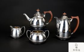 Elizabeth II - 1950's Superb Quality 4 Piece Tea For Two Silver Tea Service,