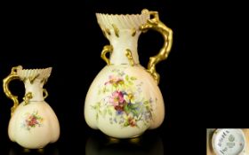 Royal Worcester Large Hand Painted Blush Ivory Jug.