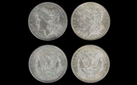 United States of America High Grade Silver One Dollars ( 2 ) Philadelphia Mints - Dates 1887 & 1890