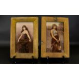 Two Signed Victorian Crystoleums Depicting Young Gypsy Maidens A pair of antique images on glass,