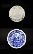 Charles Princes of Wales Wall Plaque eight inches in diameter together with Spode "Tower" blue and