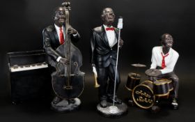 A Five Piece Figure Group In The Form Of A Jazz Band Harlem jazz band formed in hand painted resin