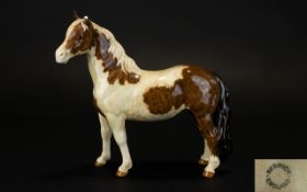 Beswick Pony FIgure ' Pinto Pony ' First Version. Skewbald - Brown and White. Model No 1373.
