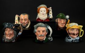 Royal Doulton Collection of Small Character Jugs ( 6 ) Six In Total. Comprises 1/ The Sleuth D6635.