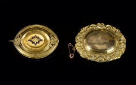 Two Antique Pinchbeck Mouring Brooches The first of oval form with reeded border and central star