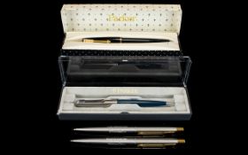 Parker 17 Lady Fountain Pen, Black Rubber Case + A Parker Propelling Pencil,