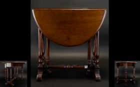 Antique Period Mahogany Small / Sutherland Fold Over Gate Leg Table with Castors.