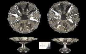 Edwardian Pair of Good Quality and Attractive Silver Plated Pedestal Fruit Bowls,