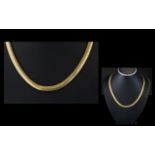Superb Quality 9ct Gold Herringbone Design Collar / Necklace of Solid Construction,