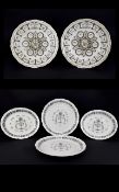 Spode Earthenware Brown Litho Pair Of Passover Plates "The Order Of Service" Approx 10.