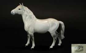 Beswick Horse Figure ' Pony ' Head Up. Model No 1197. Dapple Grey Colour way. Issued 1950 - 1975.