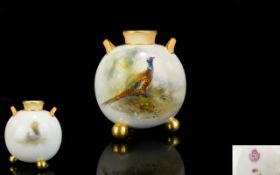 Royal Worcester Twin Handled - Small Globular Shaped Vase,