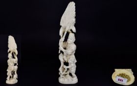 Japanese Late 19th / Early 20th Century Carved Ivory Okimono Figure Group.