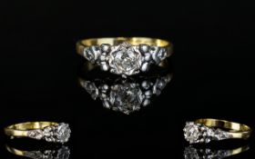 18ct Gold and Platinum Set Single Stone Diamond Ring. Diamonds of Good Colour and Clarity.