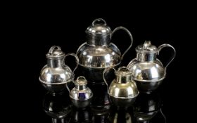 A Collection Of Silver And Silver Plated Jersey Cream Jugs Five in total Two marked EPNS to