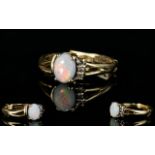 Ladies 9ct Gold Opal and Diamond Set Dress Ring. Fully Hallmarked. Ring Size J.