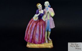 Atlas China Hand Painted Porcelain Figure - Titled ' Romance ' c.1930's. 10 Inches High. Pristine