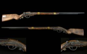 Reproduction Rifle Decorative 19th century style rifle with rod attached, good condition,