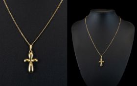 Ladies 9ct Gold Cross and Chain. Both Fully Hallmarked - Please See Photo. 3 grams.