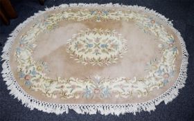 Oval Virgin Wool Rug Oriental Rug By Wagutchi Heavy wool rug with beige cotton fringing,