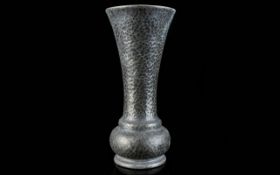 A Tudric Hammered Pewter Trumpet Vase Of plain form, marked to base 01415, good condition, height,