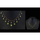 Victorian Period 9ct Gold Peridot And Aquamarine Set Necklace A mid Victorian finely fashioned