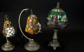 Pair Of Small Tiffany Style Table Lamps,