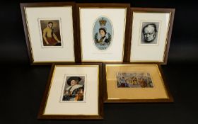 Brocklehurst Of Macclesfield Woven Silk Framed Pictures Five in total each framed and mounted under