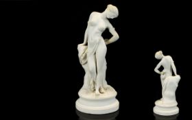 Fine Quality 19th Century Parian Ware Figurine of a Semi-Nude Classical Female In a Standing Pose,