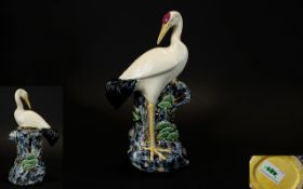 Majolica - Early 20th Century Hand Painted Porcelain Figural Vase,