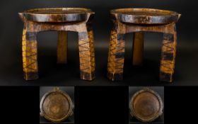 A Pair Of West African Hardwood Stools Early 20th century Low,